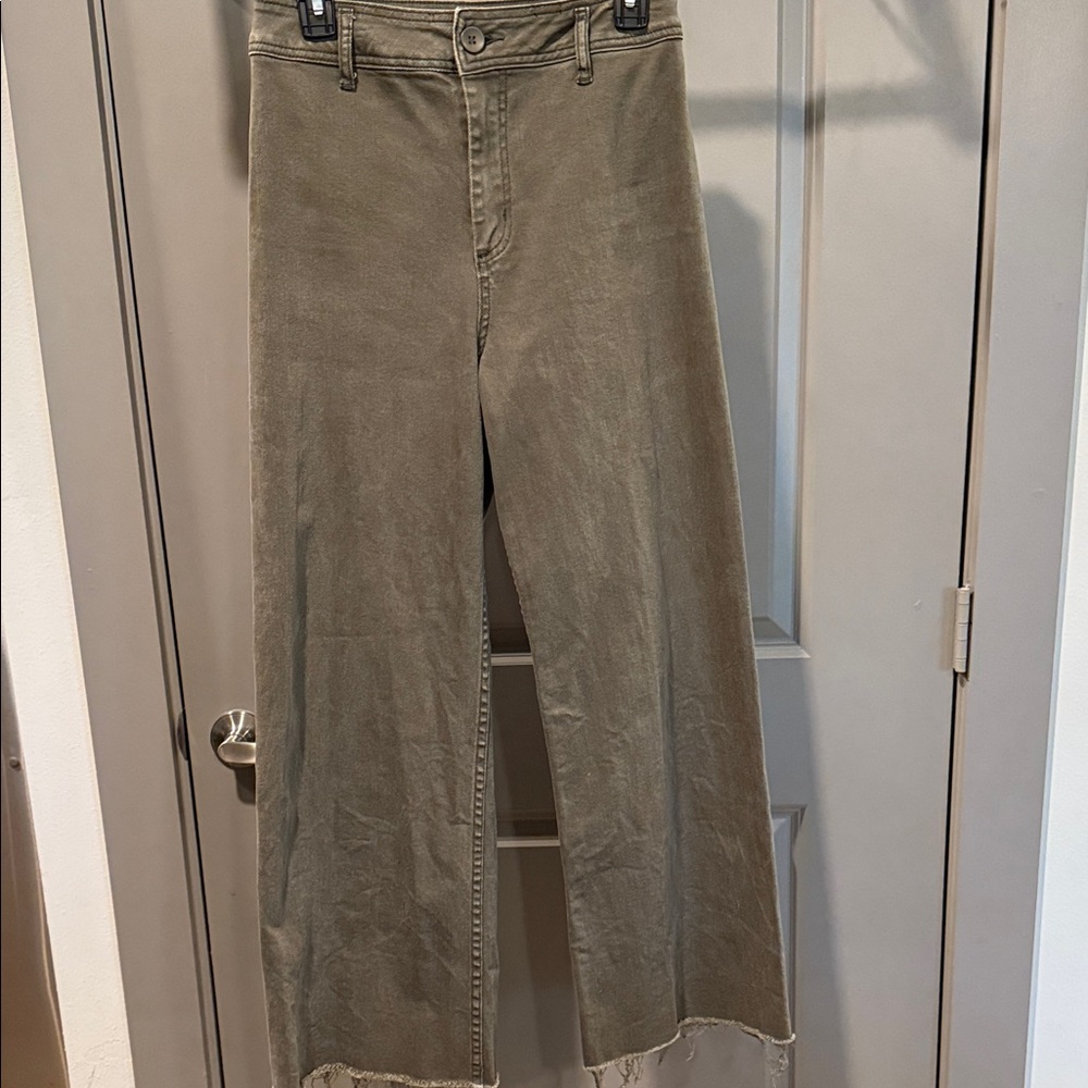 Olive Green Wide-Leg Pants